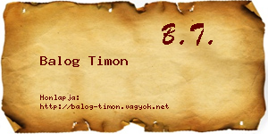 Balog Timon névjegykártya